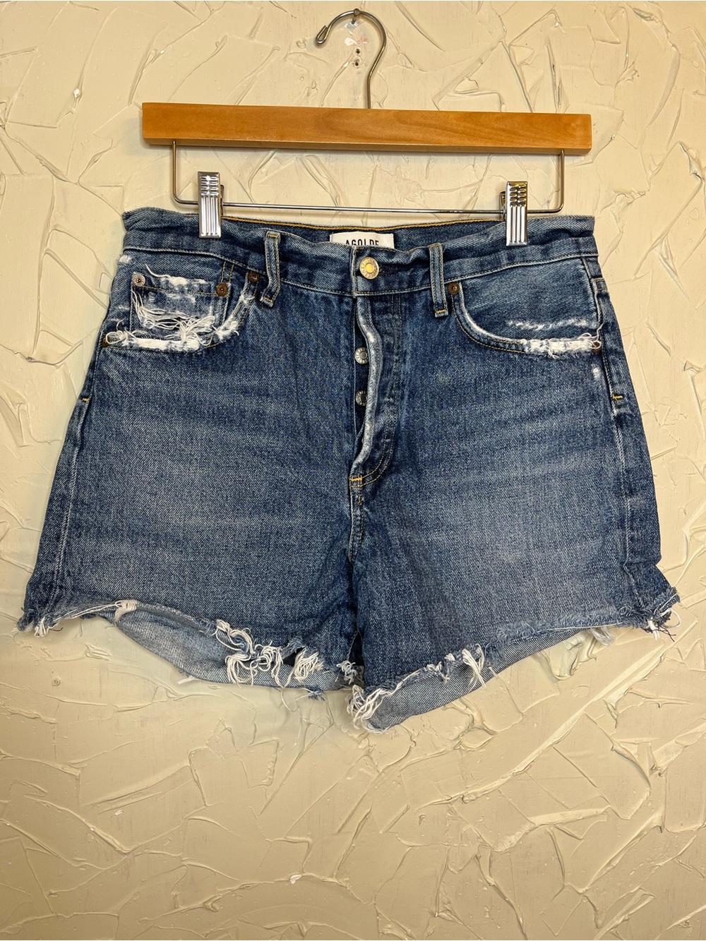 Agolde Reese Denim Cut Off Shorts 25 *FLAW*